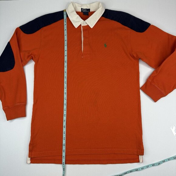 Polo Ralph Lauren Orange Blue Polo 1/4 Button Collared Patch Sweatshirt S/C39.25 - Picture 8 of 11
